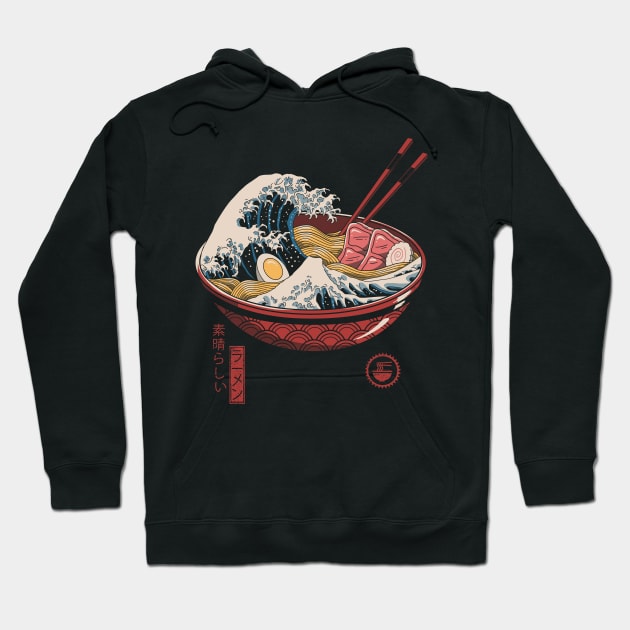 Great Ramen Wave Hoodie by Vincent Trinidad Art